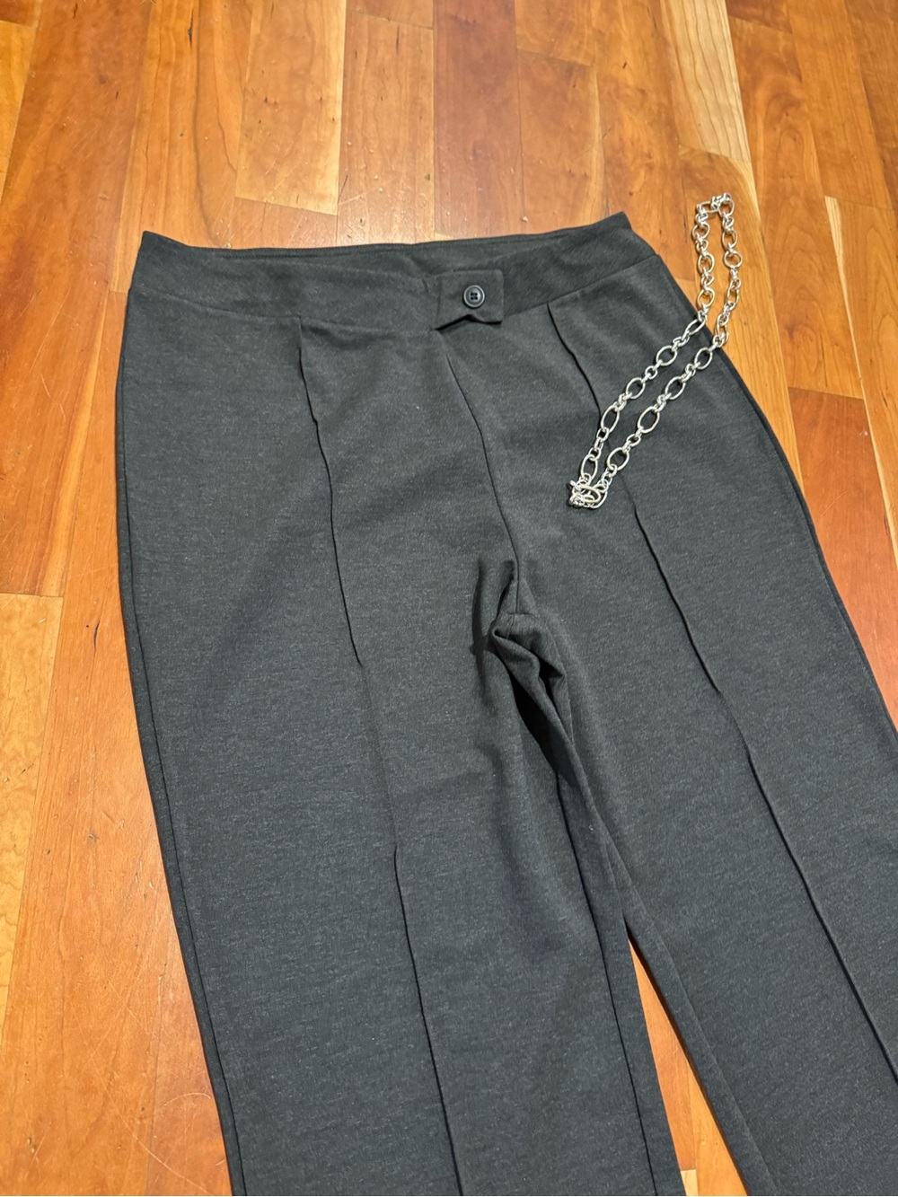 Women's Grey Pull-On Ponte Pants with Front Crease